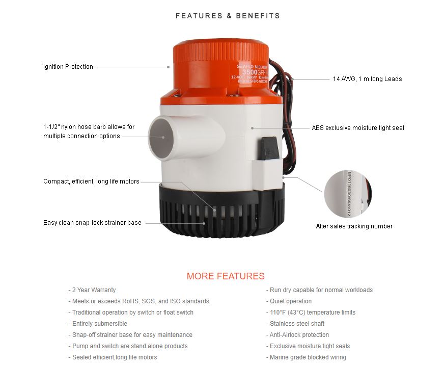 Seaflo Bilge Pump 24V - The Shopsite
