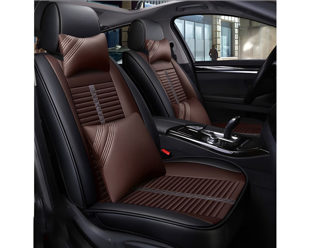 Close-up of PU leather material on car seat cover