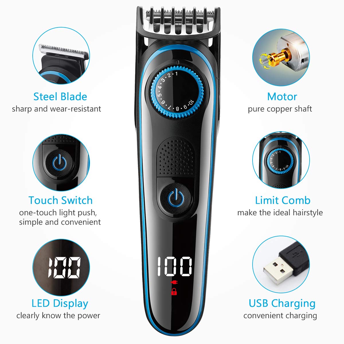 Hair Trimmer Shaver Clippers Cordless - The Shopsite