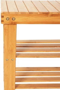 Thumbnail for Bamboo Shoe Rack Bench 3-Tier Free Standing Wood Shoe Storage - The Shopsite