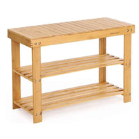Thumbnail for Bamboo Shoe Rack Bench 3-Tier Free Standing Wood Shoe Storage - The Shopsite