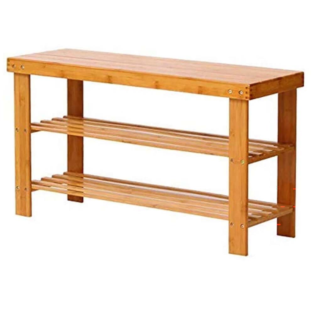 Shoe rack storage with natural bamboo frame