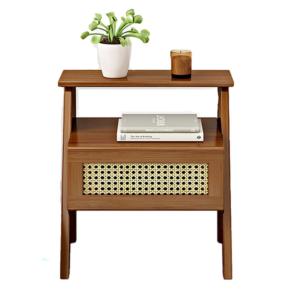 Bedside table wooden drawer front view