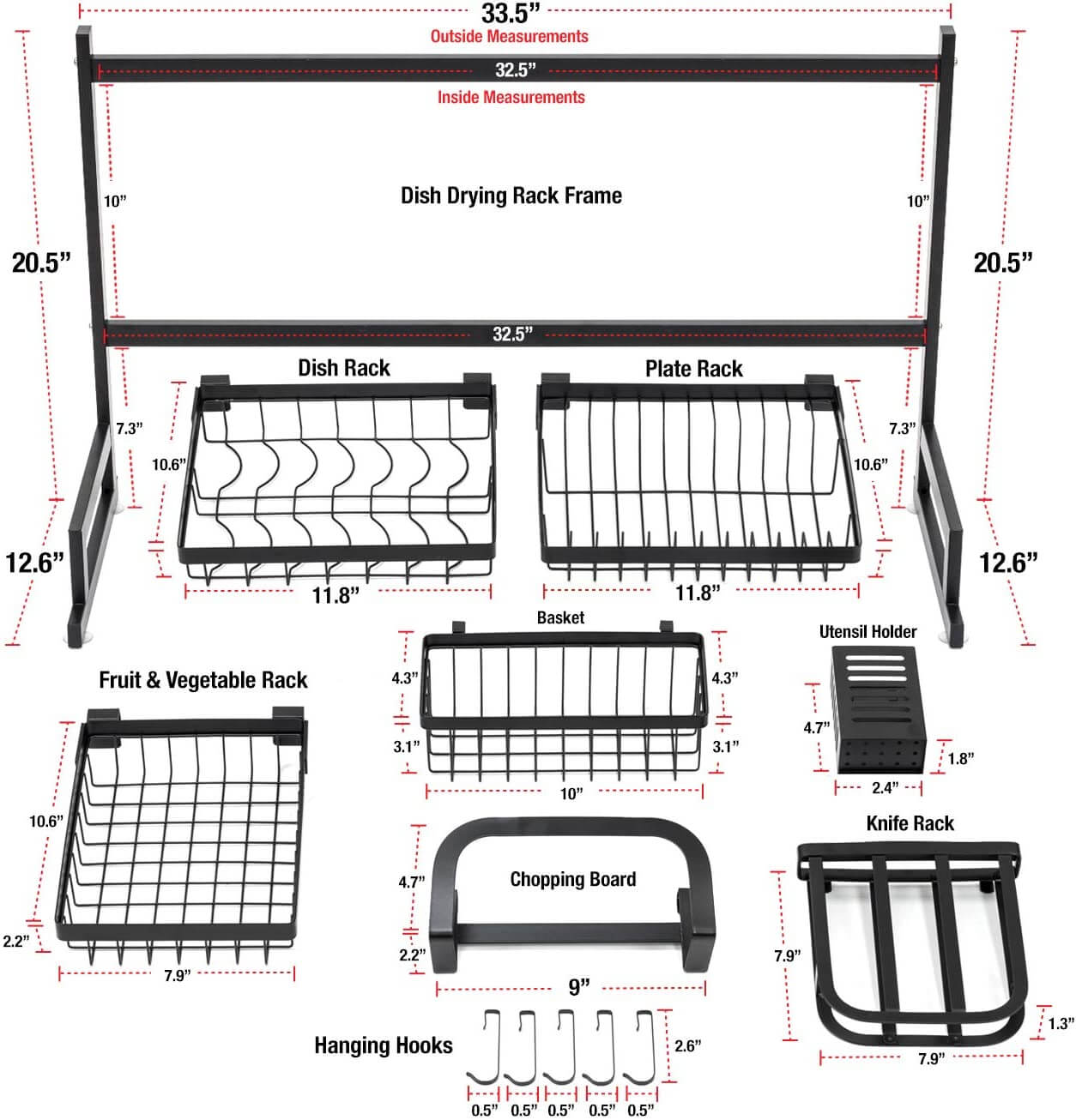 Dish Drying Rack Over Sink Kitchen Supplies - The Shopsite