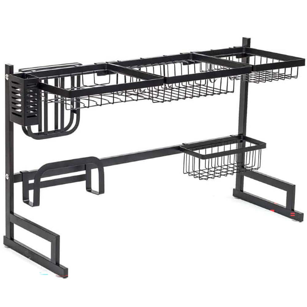 Dish drying rack over sink silver metal frame