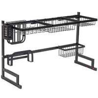 Thumbnail for Dish drying rack over sink silver metal frame