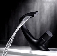 Thumbnail for Side view of brass kitchen mixer tap
