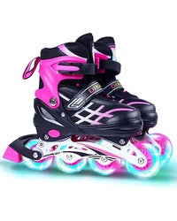 Thumbnail for Kids Adjustable Inline Skates with Light Up Wheels Size33-37 Pink