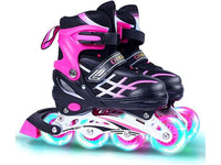 Thumbnail for Kids Adjustable Inline Skates with Light Up Wheels Size33-37 Pink