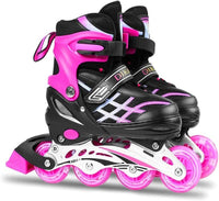 Thumbnail for Kids Adjustable Inline Skates with Light Up Wheels Size33-37 Pink