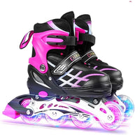 Thumbnail for Kids Adjustable Inline Skates with Light Up Wheels Size33-37 Pink