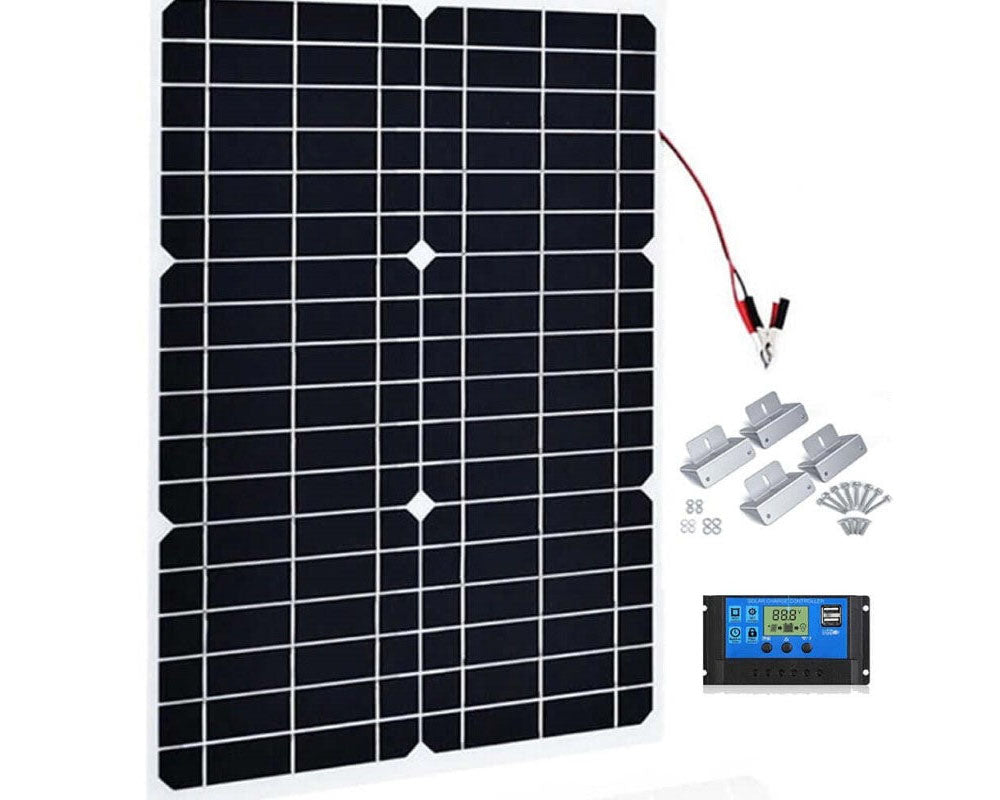 Solar panel mounted on pole bracket