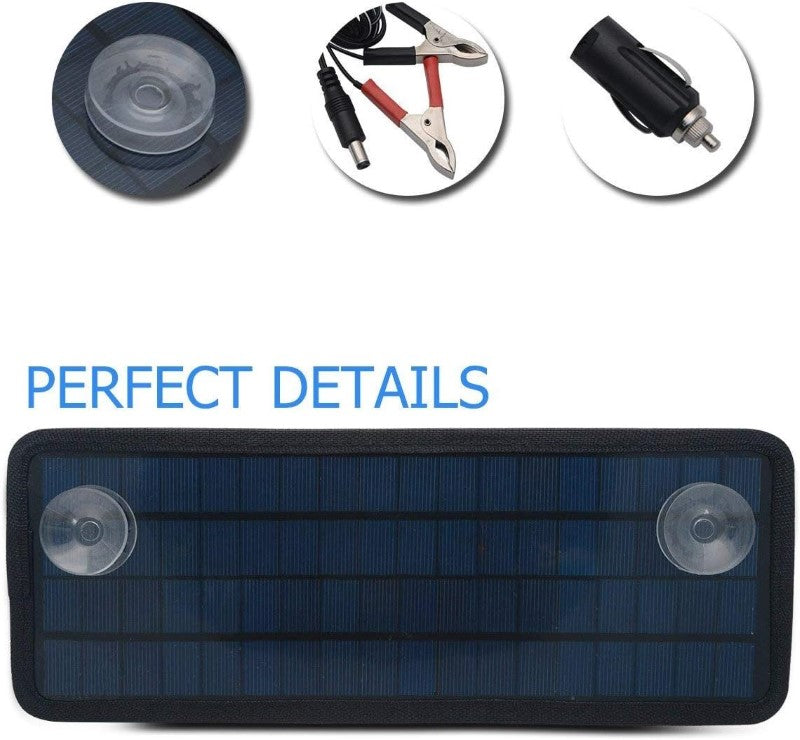 Solar car battery charger for 12V vehicle batteries