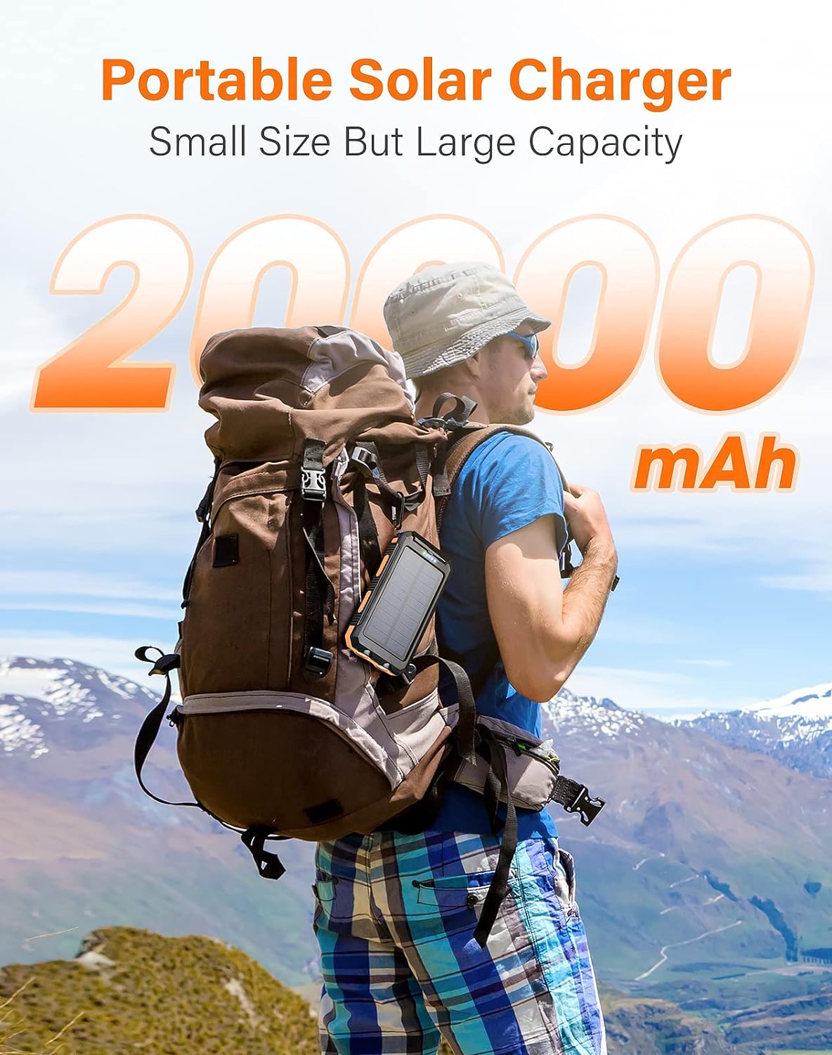 Solar charger with carabiner