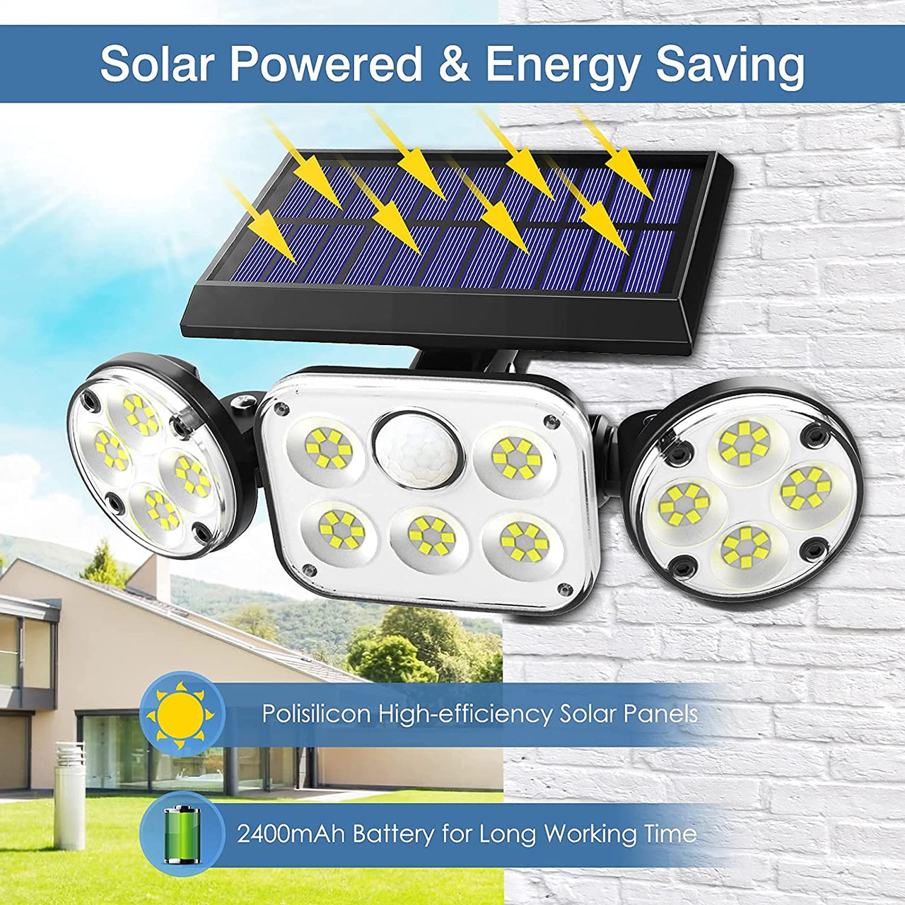 3-Headed Outdoor Solar Motion Sensor Light