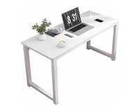 Thumbnail for Side view of white computer desk with metal legs