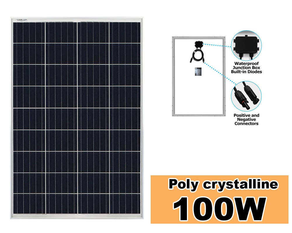 100W solar panel with sturdy mounting hardware