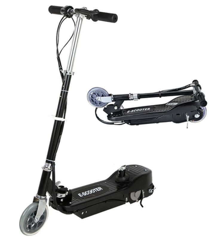 Scooter folded and carried by user