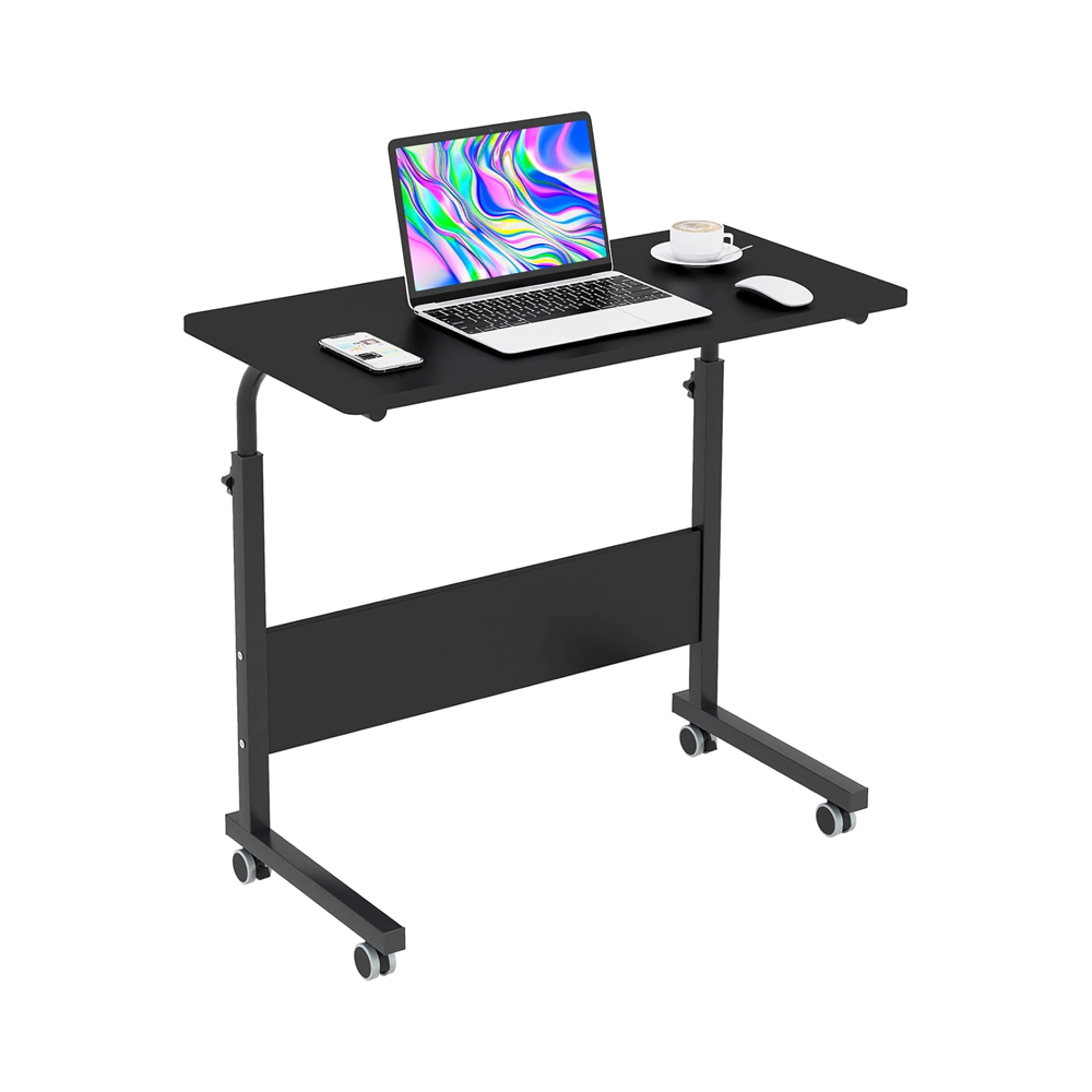 Portable laptop desk stand with sturdy black surface