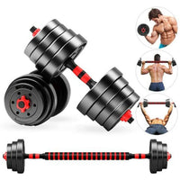 Thumbnail for 30kg adjustable dumbbells barbell set with rubber coating