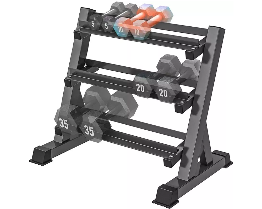 Angled Rack Dumbbells Dumbbell Rack 3 Tier Steel Weight Storage Stand – Homyspire