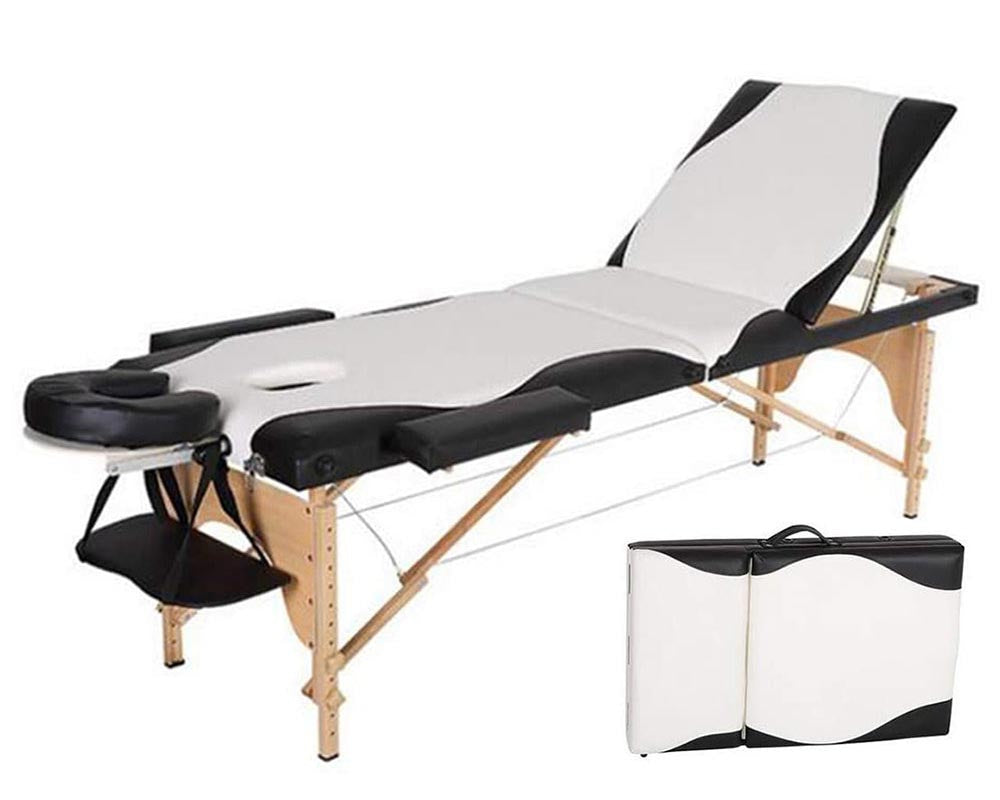 Massage table with adjustable height control knobs
