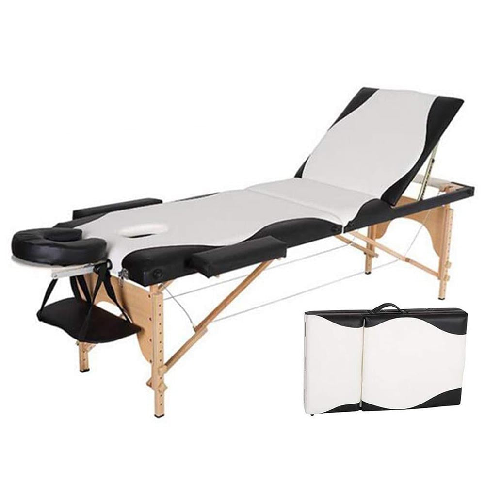 Portable foldable massage table open with PU leather surface