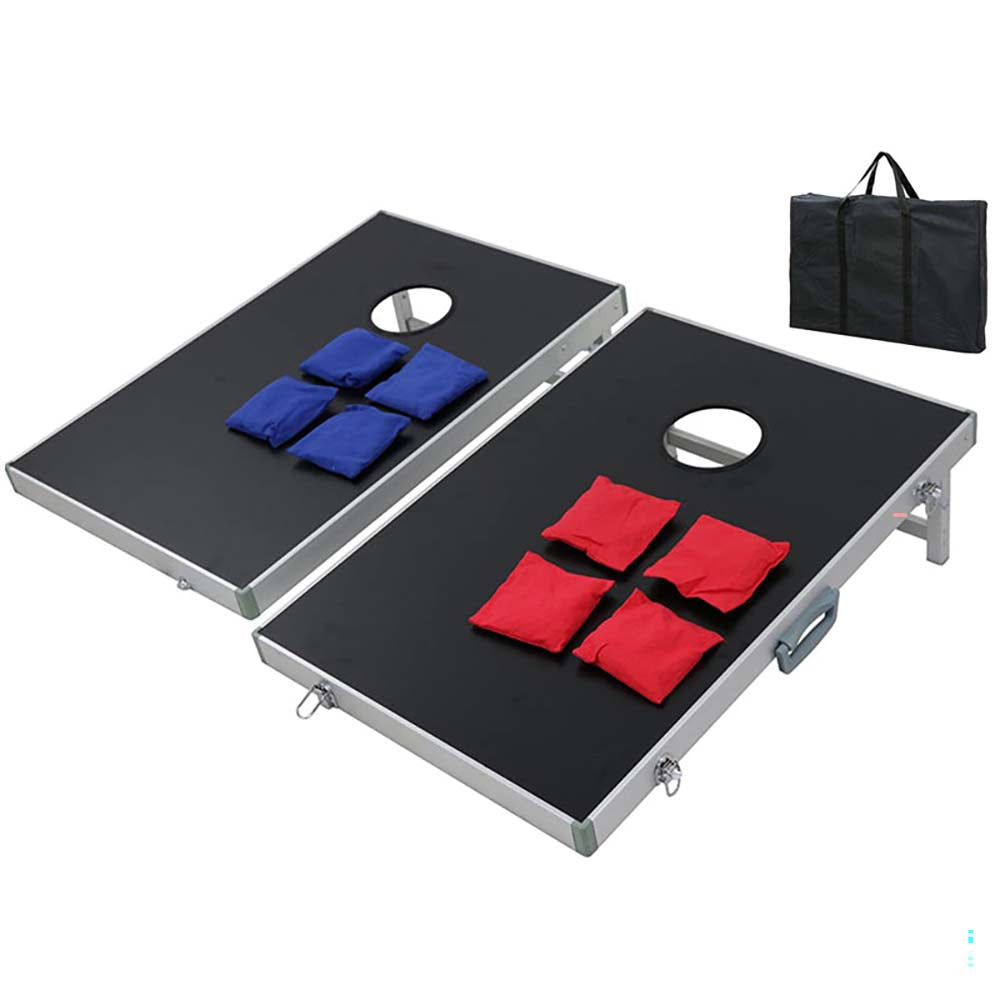 Carrying handles on cornhole boards for easy transport