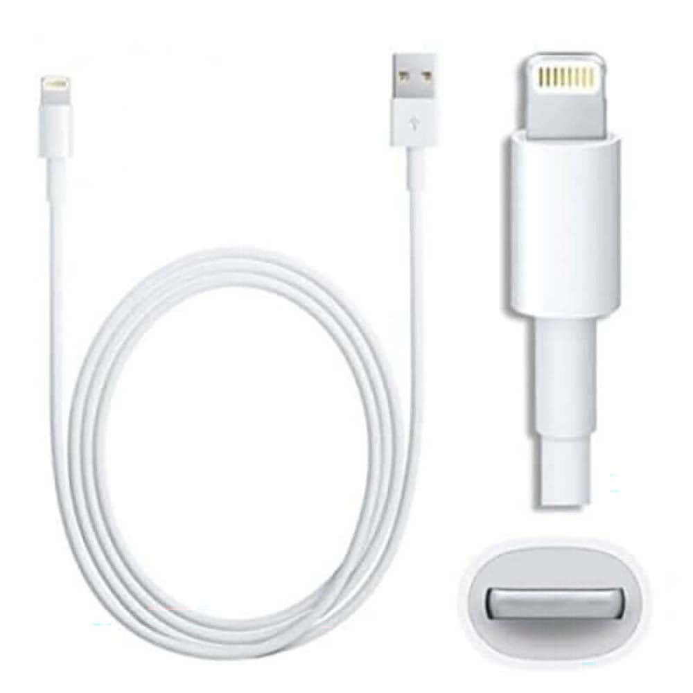 Foxconn charger cable coiled neatly on white background
