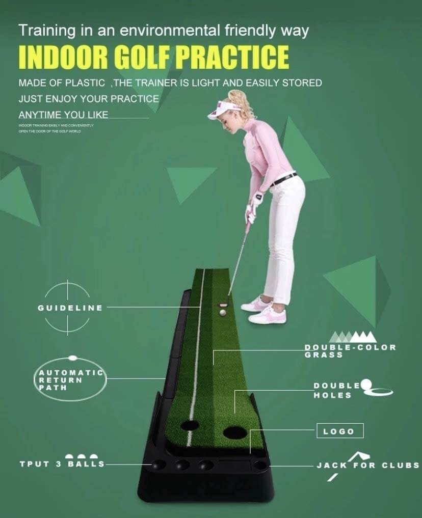 Golf Putting Practice Mat 3 Meters, Indoor Golf Putter Practice Set - The Shopsite