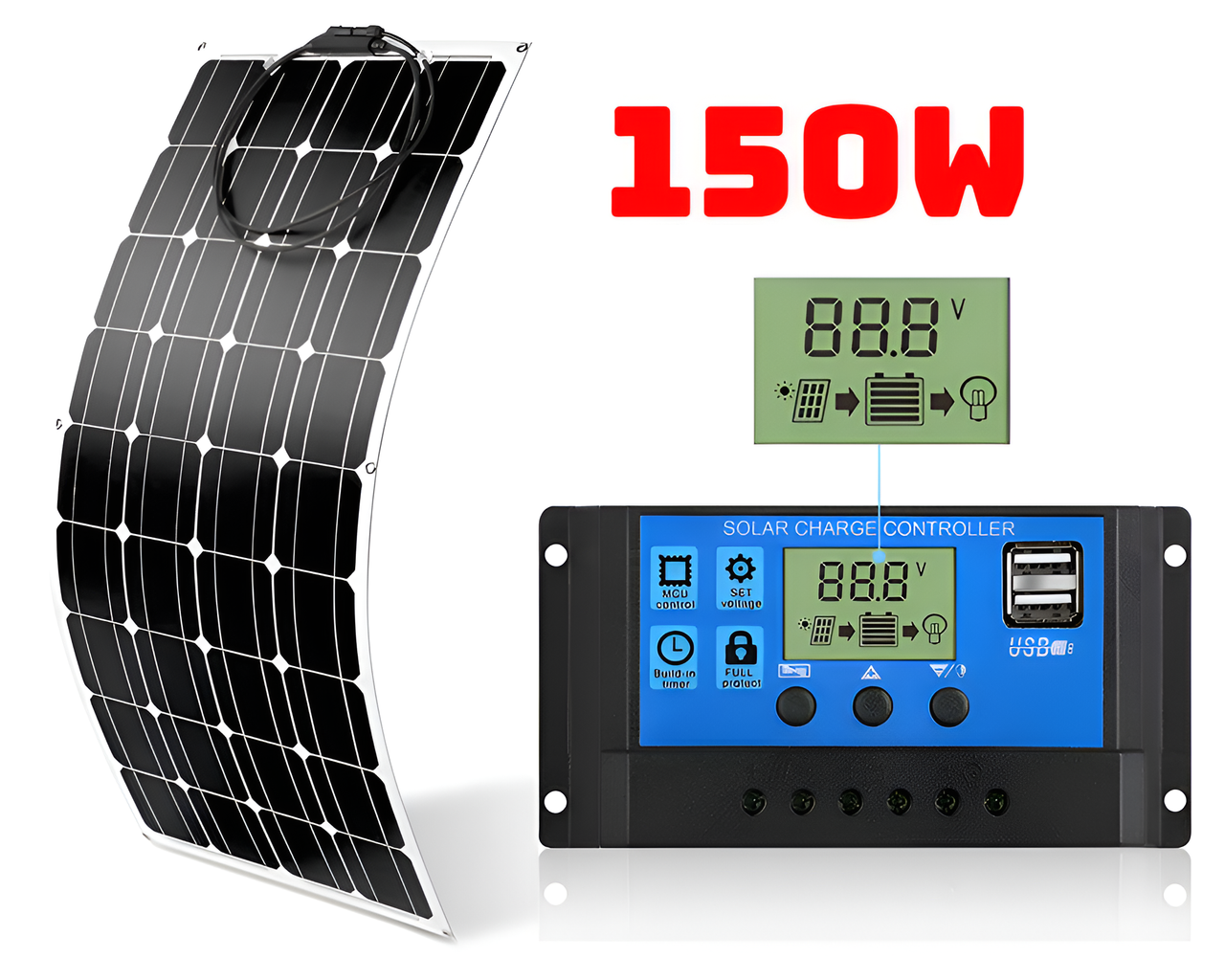 150W 18V Solar Panel Flexible Monocrystalline