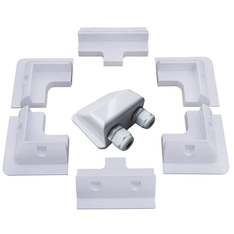 Close-up of ABS solar panel corner bracket