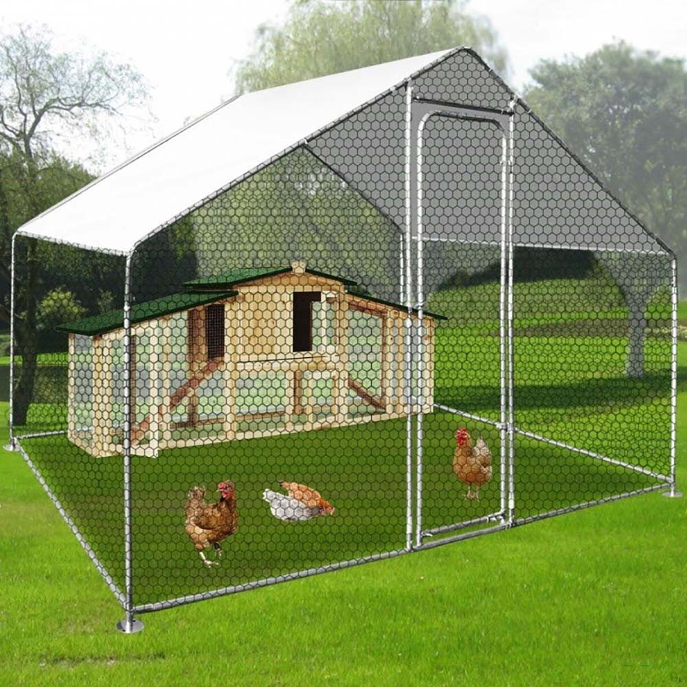 Chicken coop run installed on NZ backyard lawn