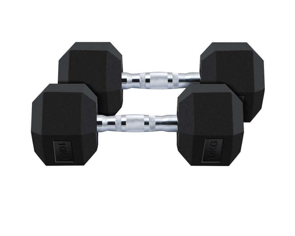 Dumbbells set showing non-roll hex shape
