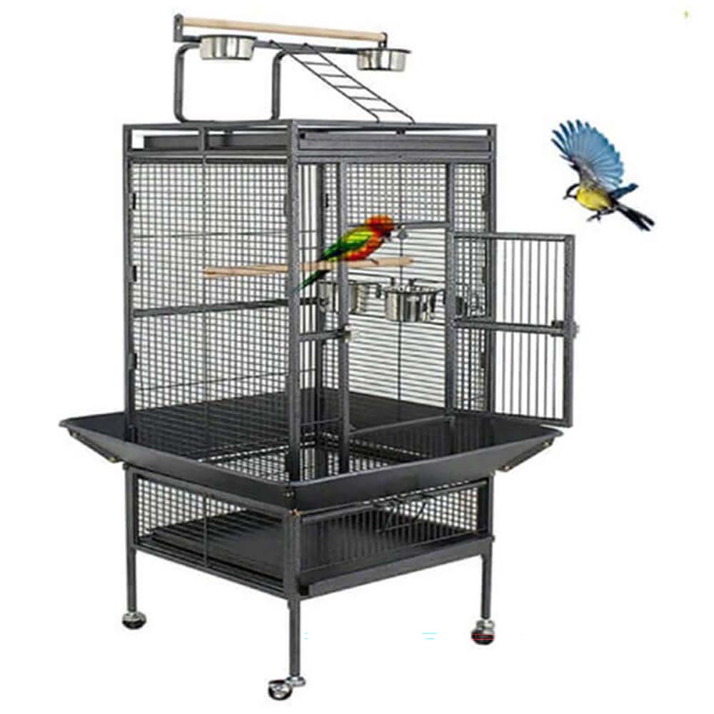 Large Bird Cage Iron Frame with Play Top Black – Homyspire