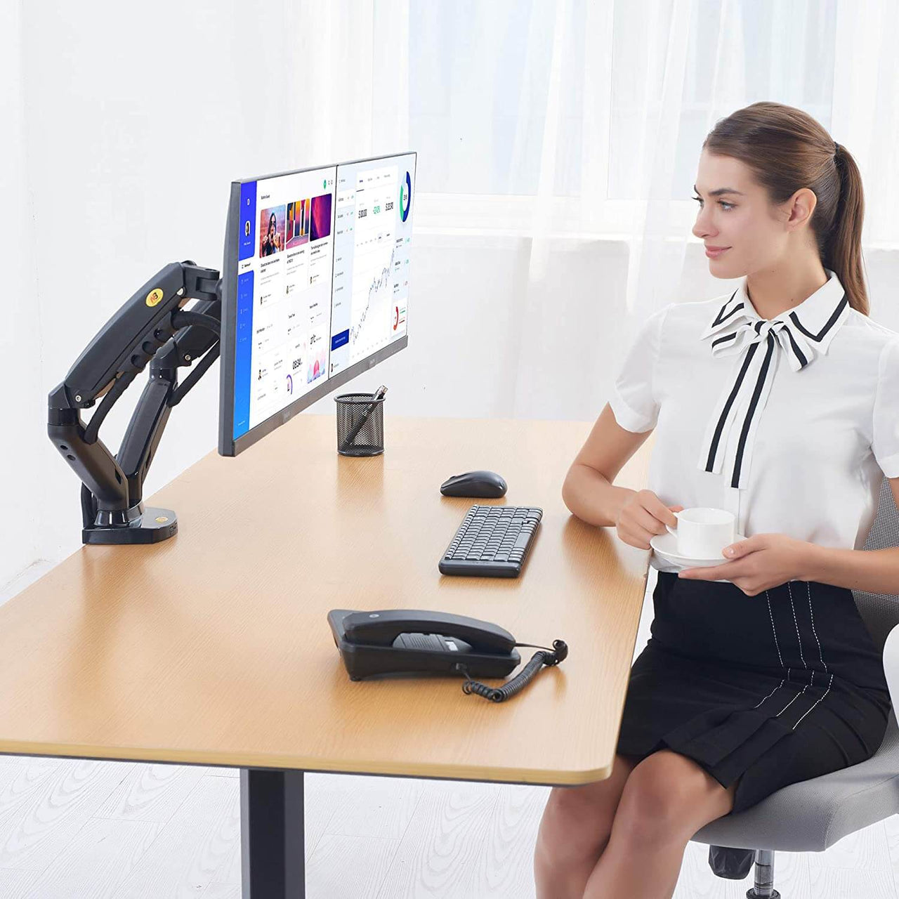 Dual Arm Monitor Stand Bracket Mount