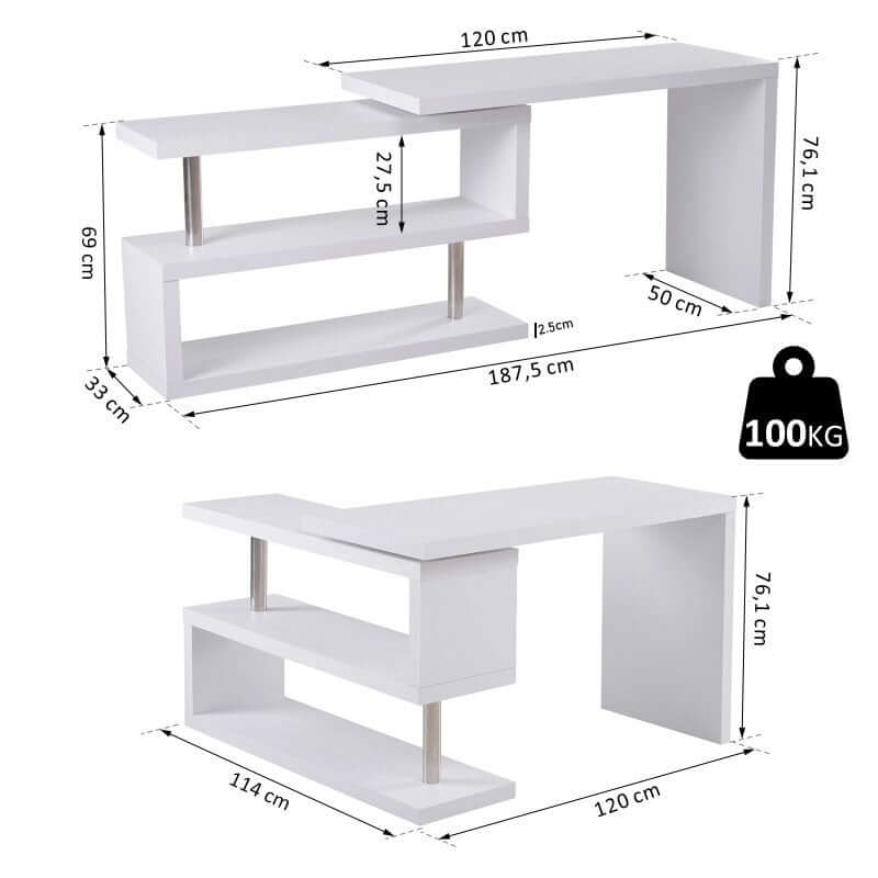 Computer Desk Office Desk With Shelves For Home Office - The Shopsite
