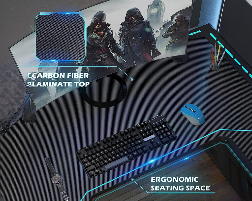 Gaming desk with nylon anti-slip footpads