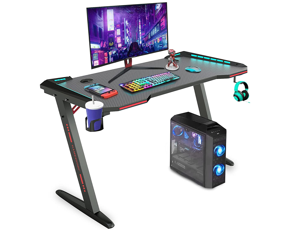 Gaming desk top view showing spacious surface