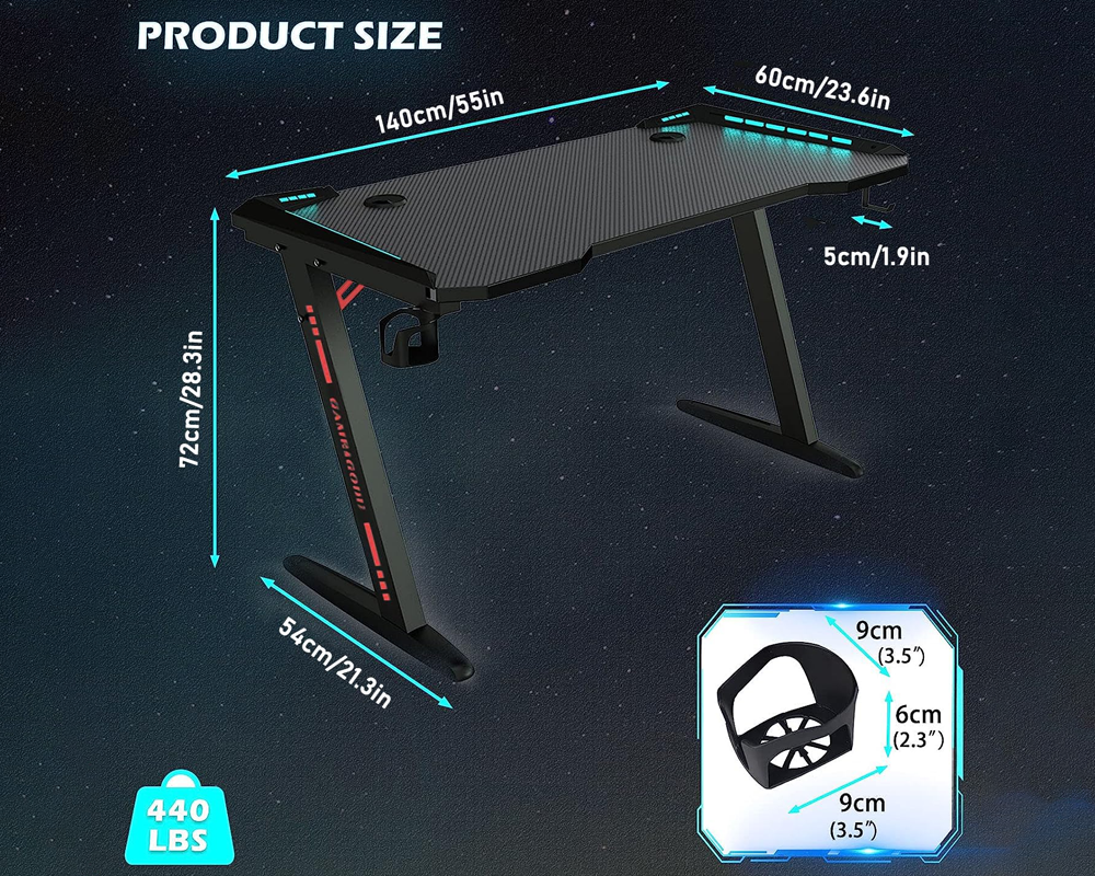 Gaming desk LED ambient lighting USB powered