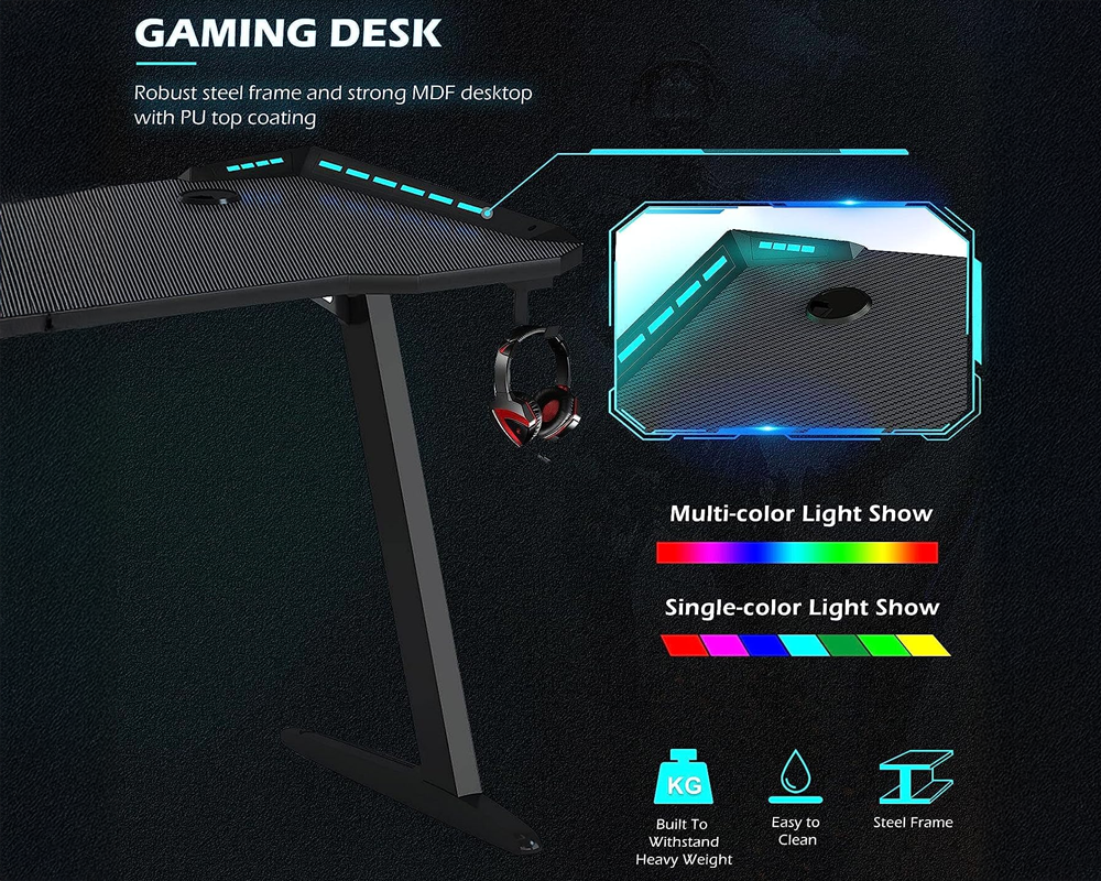 Gaming desk headphone hook accessory