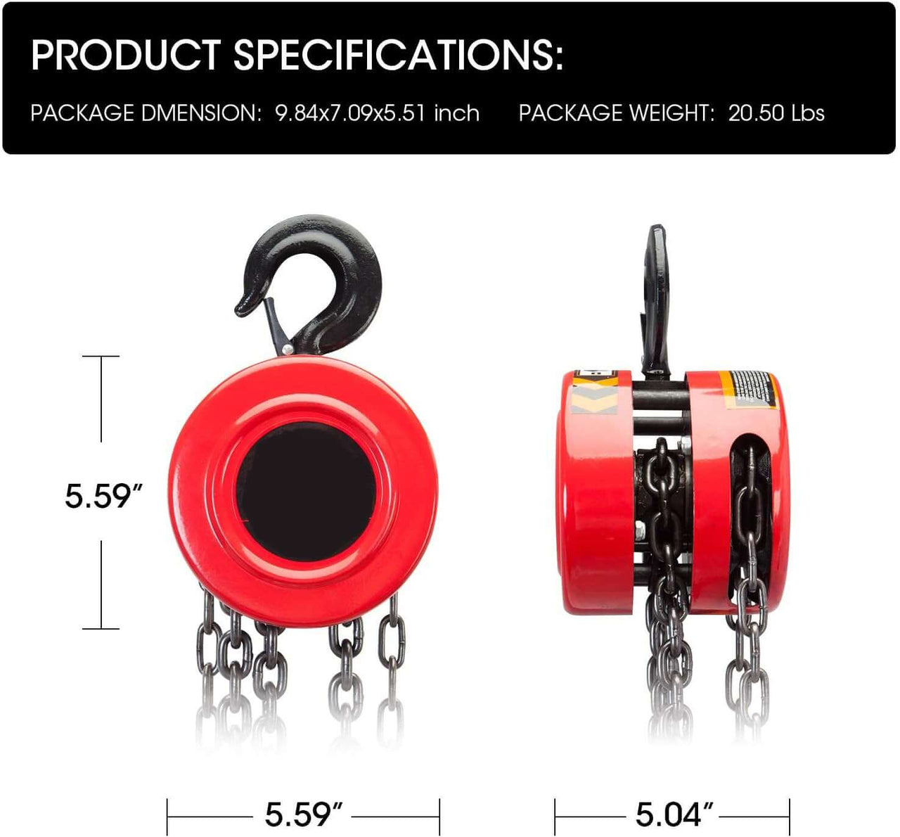 Chain Block &amp; Tackle Hoist 2T 3M