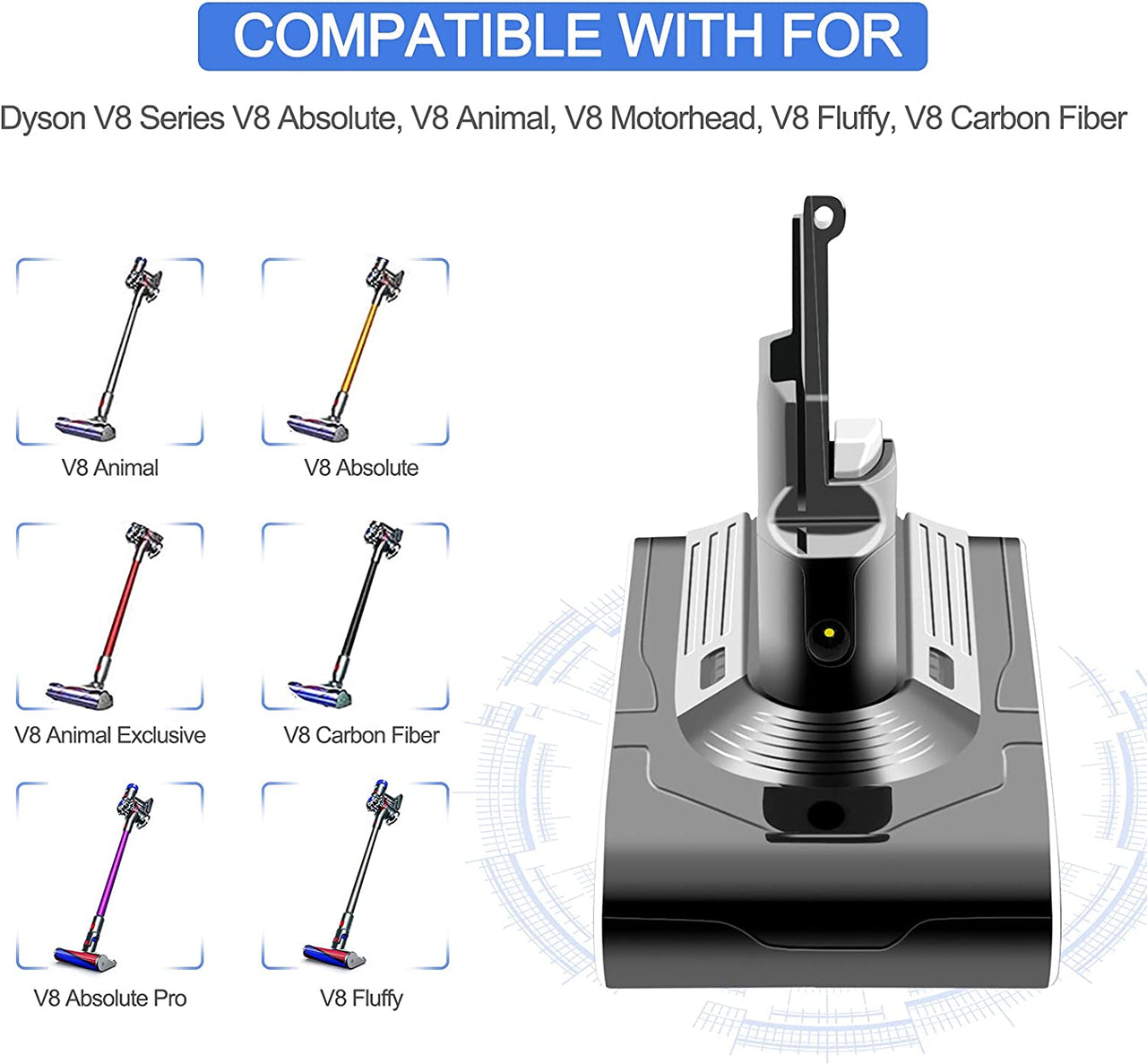 3000mAh Dyson V8 Battery Replacement