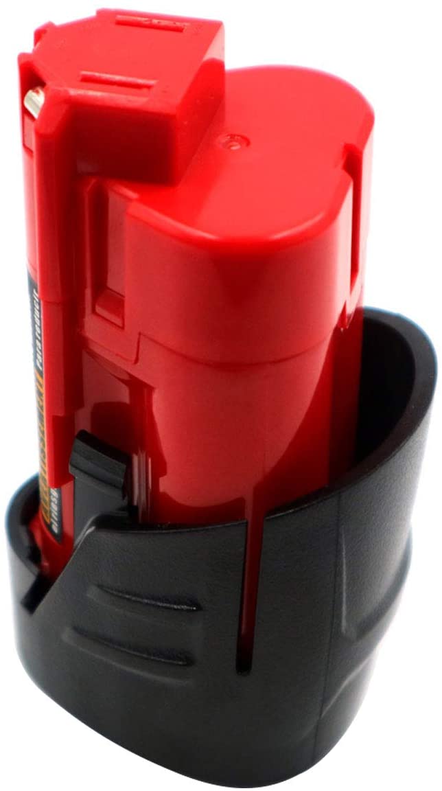 Milwaukee M12 battery charging contacts close-up