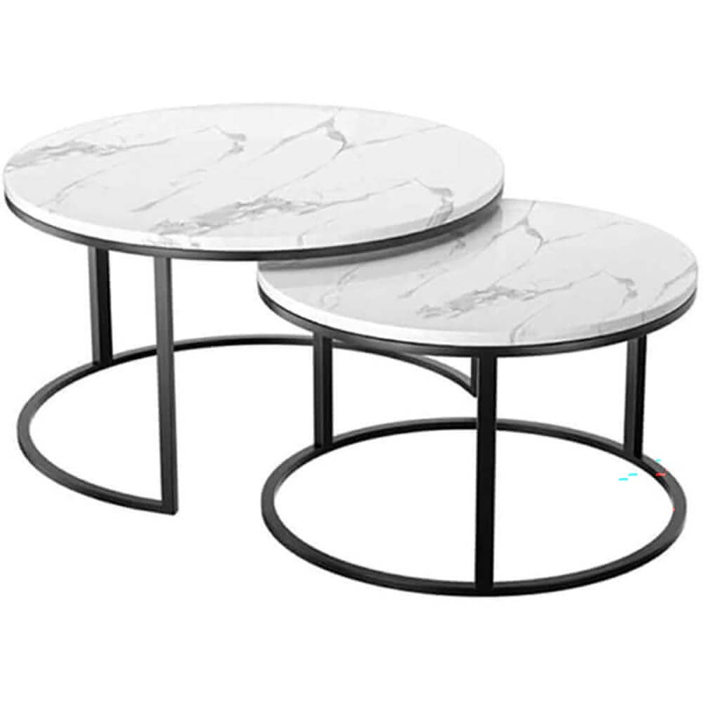Nesting coffee tables with sturdy metal legs