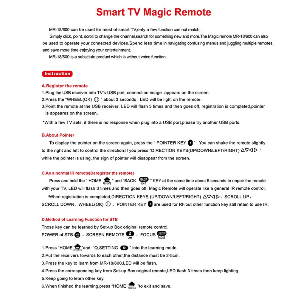 LG TV Remote Replacement Magic Remote Replacement