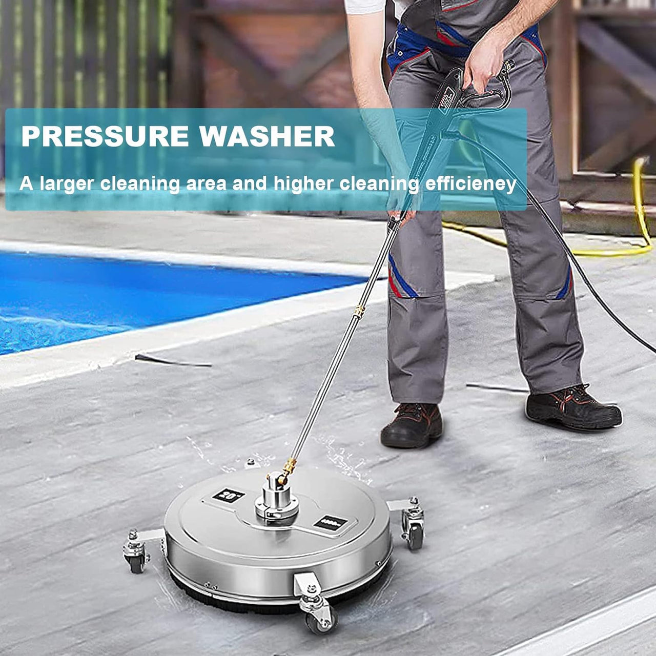 Pressure washer surface cleaner with nylon skirt attached