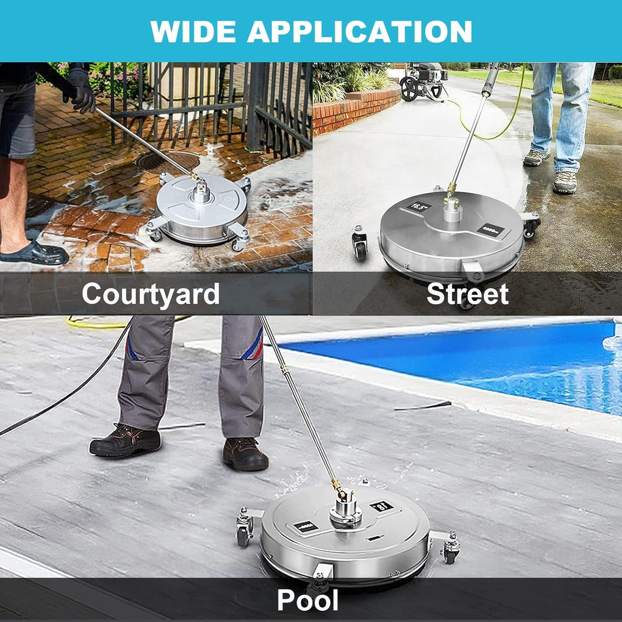 Surface cleaner cleaning concrete patio surface