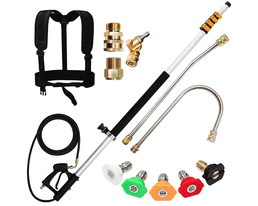 Telescoping wand showing quick-plug inlet fitting