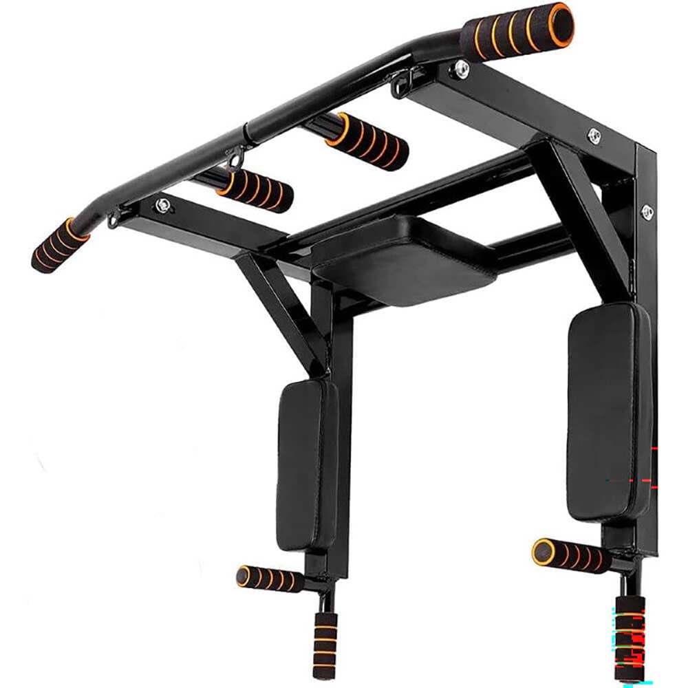 Pull up bar with dip station feature